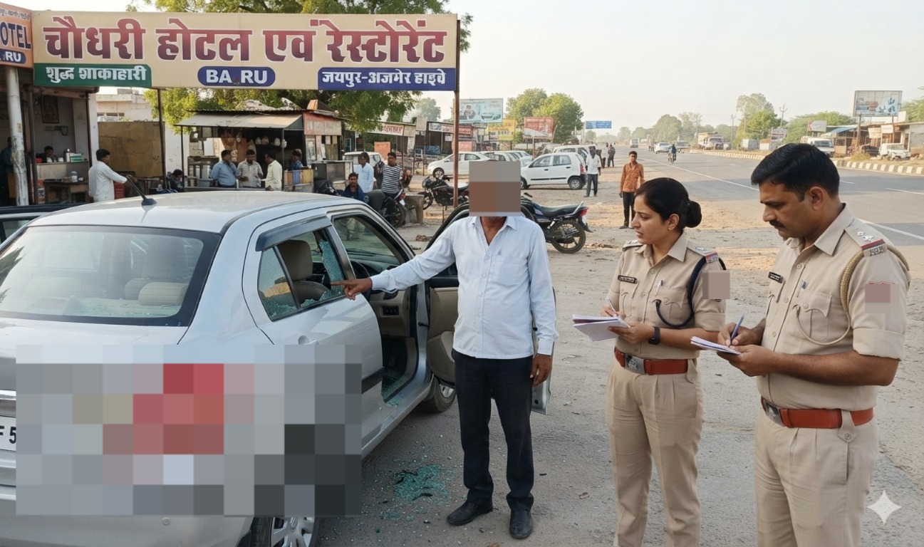होटल के बाहर कार से पर्स चोरी, कैश-ज्वैलरी ले उड़े बदमाश