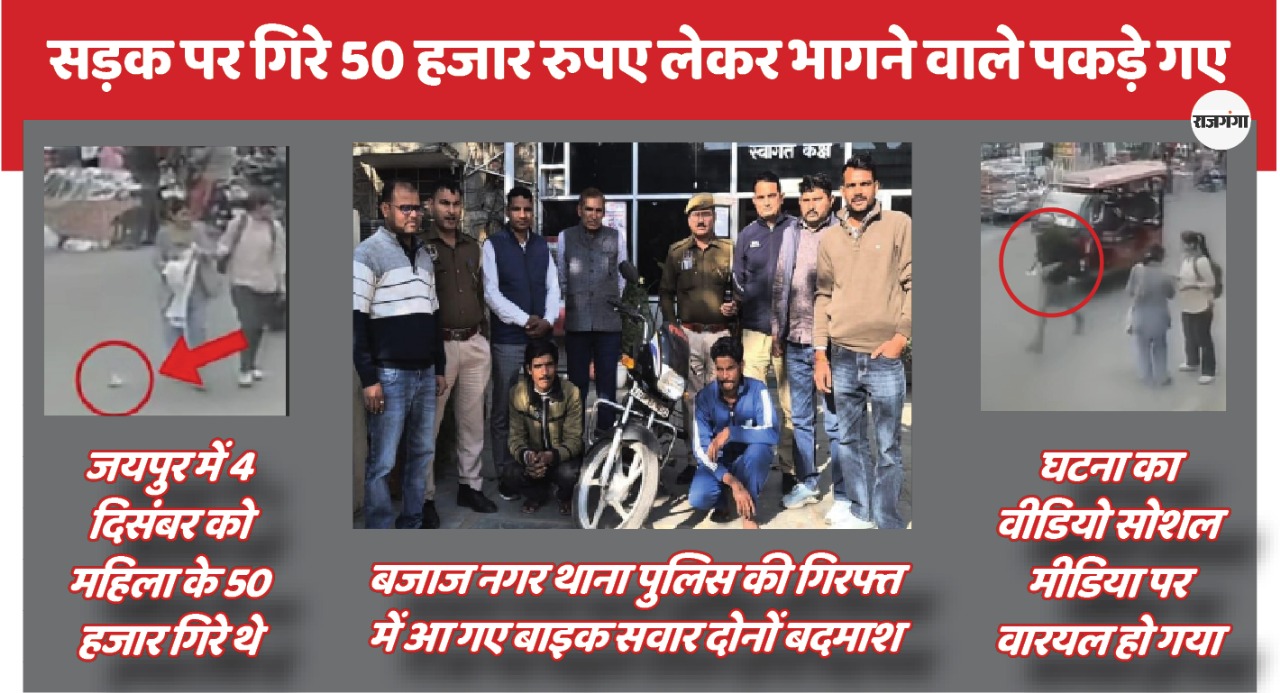 सड़क पर गिरी 50 हजार की गड्‌डी उठाकर भागने वाले पकड़े गए