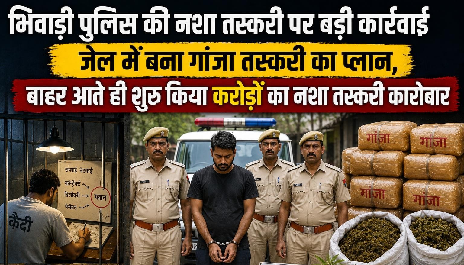 काली स्कार्पियों में गांजा भरकर तस्करी करने निकला था भौंडसी जेल से छूटा बंदी