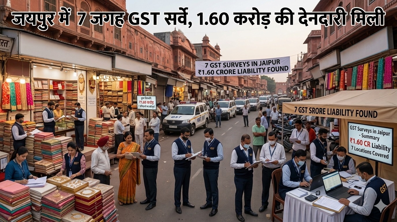 राजस्थान में 7 प्रतिष्ठानों पर GST सर्वे, 1.60 करोड़ की देनदारी मिली